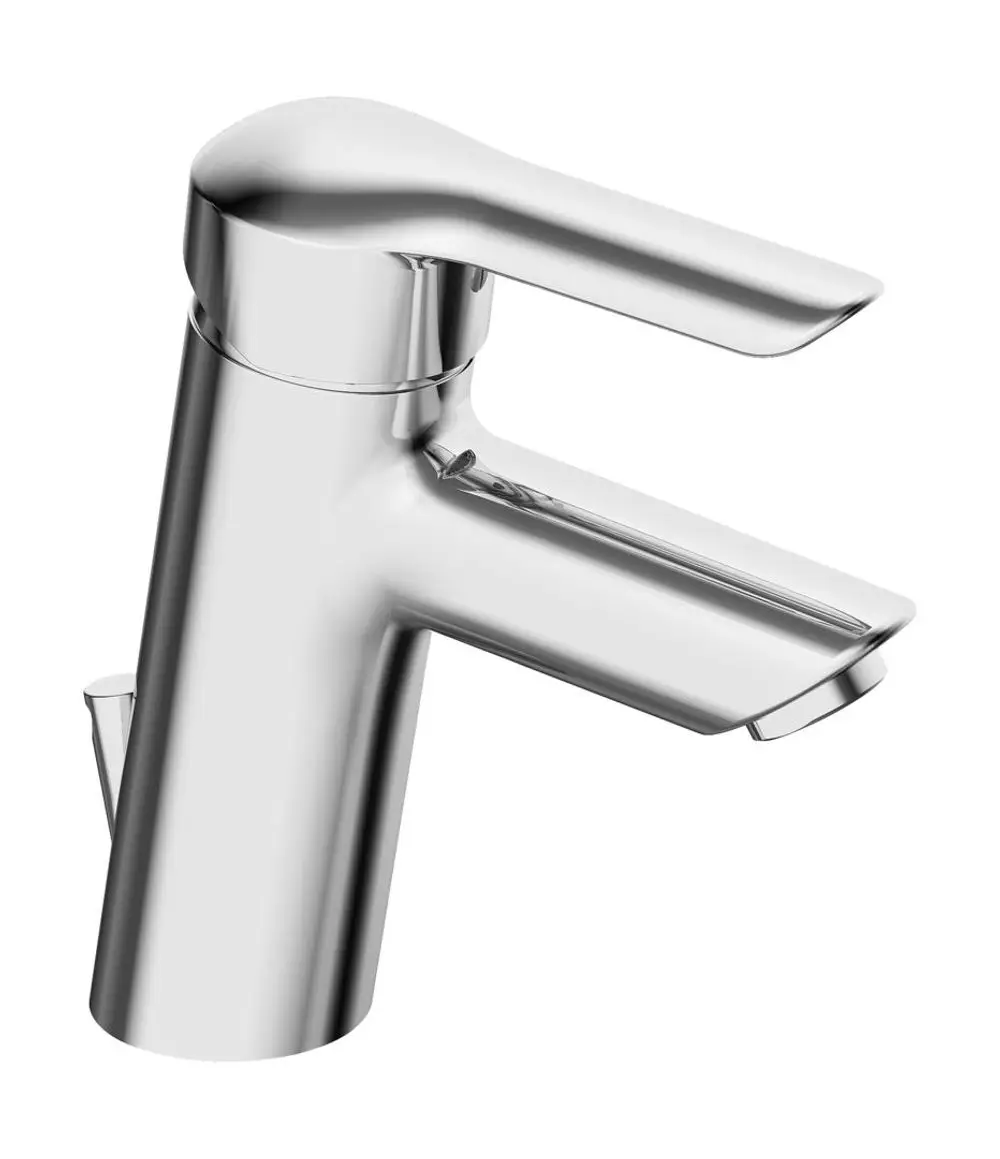 Einhebelmischer in Chrom-Optik von HANSA mit einem klaren, modernen Design. Der Wasserhahn verfügt über eine ergonomische Hebelbedienung und eine transparente Auslaufmontage.